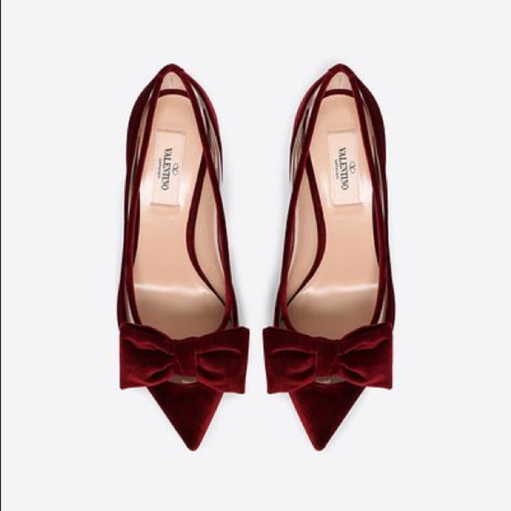 VALENTINO dolly bow velvet pumps 90MM